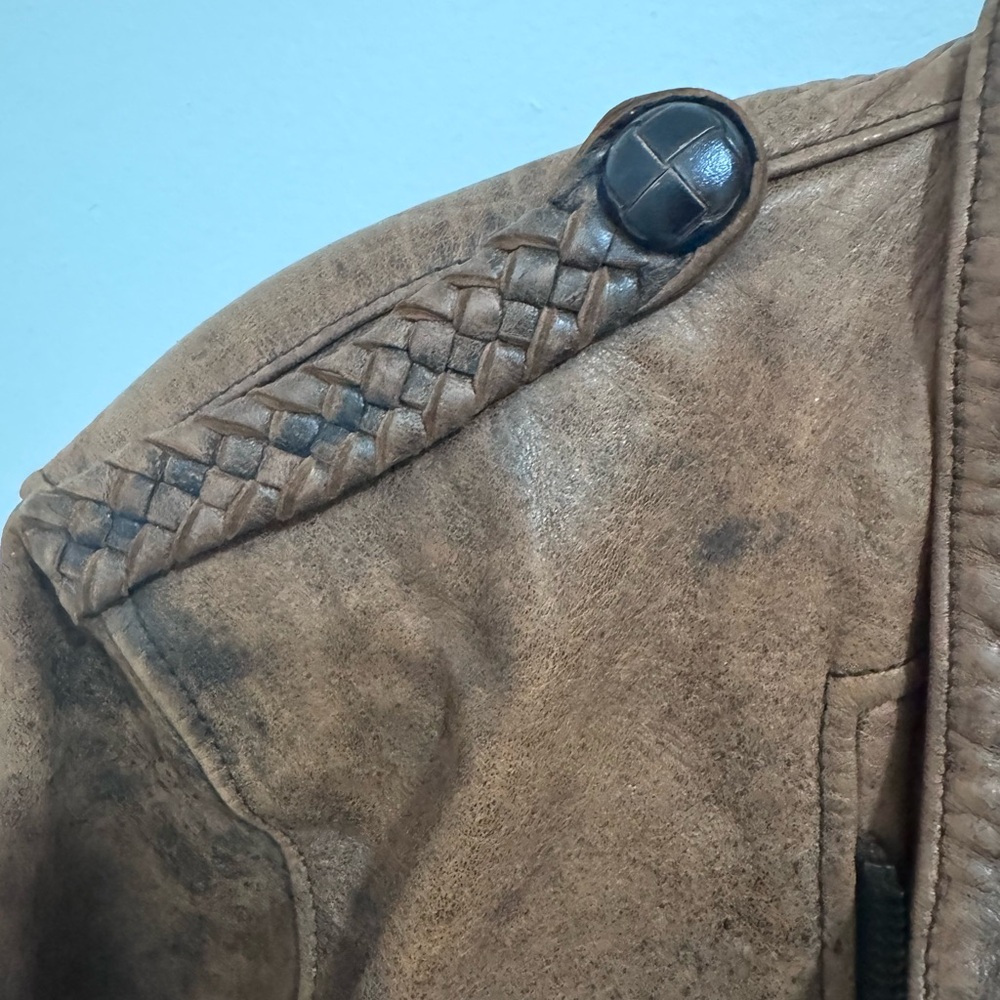 Pía Rucci Brown Leather Bomber Jacket - Picture 4 of 9